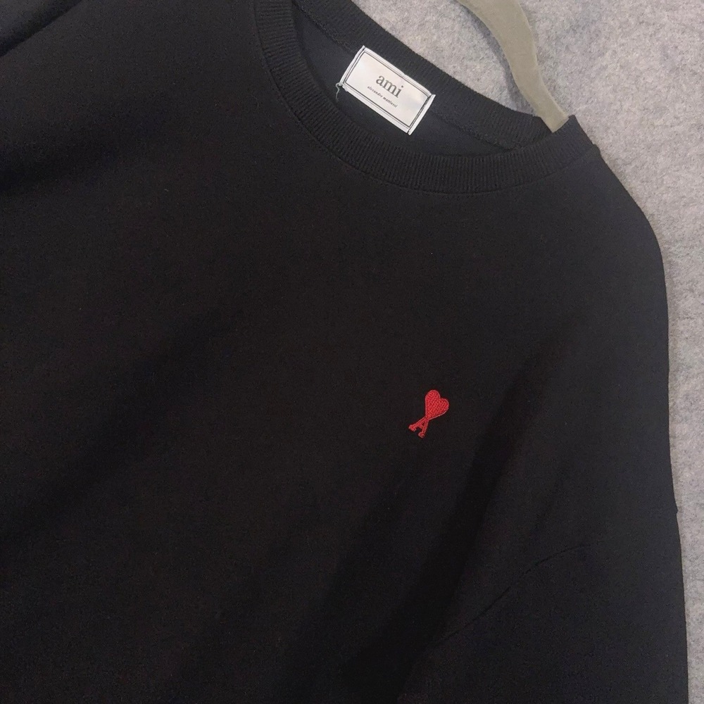 AMI Alexandre Mattiussi Sweatshirt Mens XXL Black Ami de Coeur Heart Embroidery